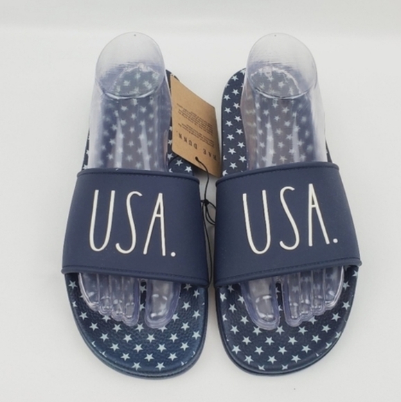 Rae Dunn USA star slide Sandals size 8 - Picture 2 of 6